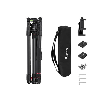 SmallRig CT-10 / CT-20 Lightweight 4-Section Aluminum Travel Tripod with Monopod Camera Stand with Ball Head, 71" / 78.7" Max Height, 15kg Load Capacity, Smartphone Holder and Quick Release Plate, Carrying Bag 3935 3474C