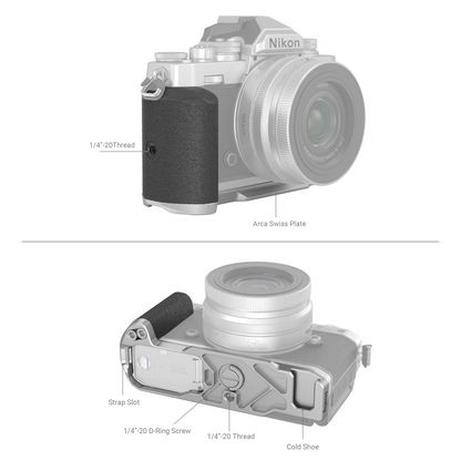 SmallRig L-Shape Side Handle Grip with Built-in Arca Swiss Plate, 1/4"-20 Threaded Hole and D-Ring Screw, Cold Shoe Mount and Rubber Pad for Nikon Z fc Mirrorless Camera 3480