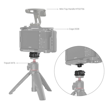 SmallRig HawkLock Drop-in Universal Mini QR Quick Release Plate and Clamp with Built-in Silicone Pads, Triple-Module Design, 5Kg Load Capacity & 1/4"-20 Threaded Holes for Camera Cages & Tripods 3513C