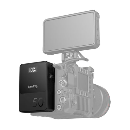 SmallRig VB50 Mini V Mount Battery (50Wh) with Safe & Fast Bi-Directional Charging, Multiple Interfaces & OLED Display for Cameras, Camcorders, Drones, Gimbals, Phones, Tablets, Laptops, Video Lights & Field Monitors | 3579 Black