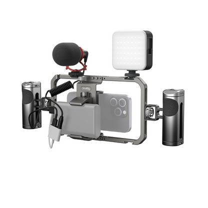 [CLEARANCE] SmallRig All-in-One Classic / Ultra Video Kit with Mobile Phone Cage, Power Bank Holder, Mini Tripod, Side Handle, Video Light, Wave S1 Lite On-Camera Microphone and Carrying Bag for Smartphone Vlogging & Live Streaming 3384B 3591C