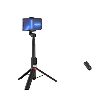 [CLEARANCE] SmallRig ST20 Pro Portable Selfie Stick Tripod with Bluetooth Remote Control, Smartphone Holder, 1.3m Max Height, 360 Degree Rotatable for Vlogging, Live Streaming (Black) 3636B