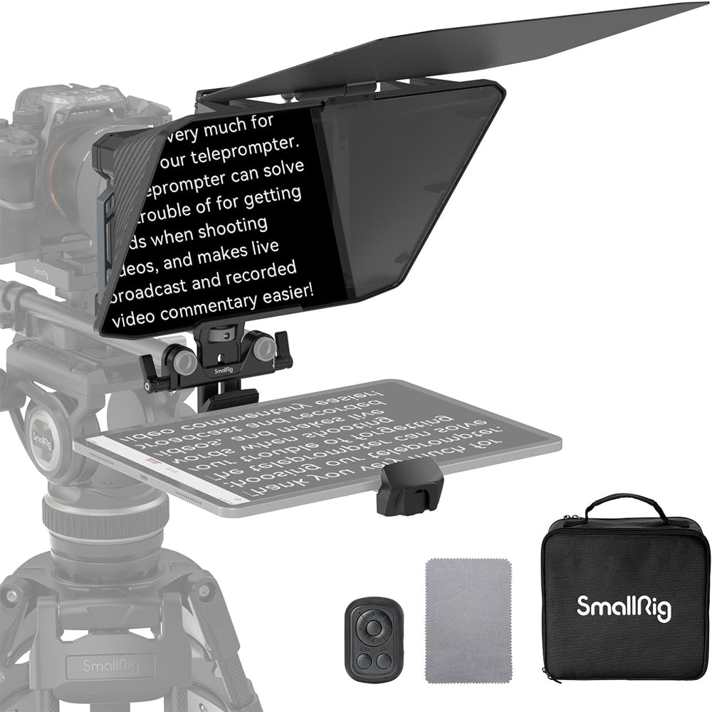 SmallRig Multifunctional Teleprompter with Up to 11" Wide Tablet Holder, 95mm Supported Lens Size, Remote Controller, 4 x 5.56" Filter Frame for Tablet, Phone, Phone, iPad, DSLR & Mirrorless Camera | 3646