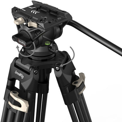 SmallRig AD-01 Heavy Duty Fluid Tripod with 8Kg Load Capacity and 360 Degree Rotatable Head with Built-in Spanner for Indoor/Outdoor Photography