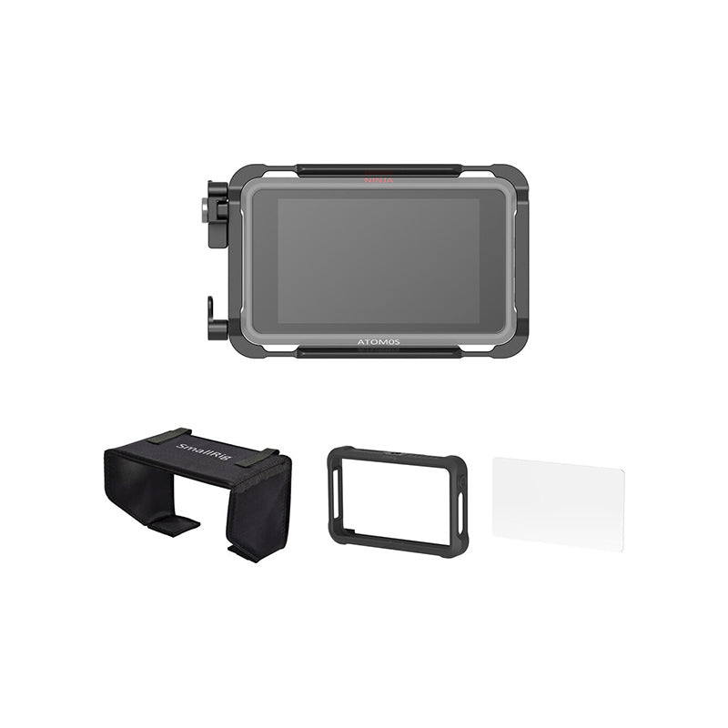 SmallRig On-Camera Monitor Cage Kit with HDMI Cable Clamp, Sun Hood,  Silicon Case and Screen Protector for Atomos Ninja V/Ninja V+ | 3788