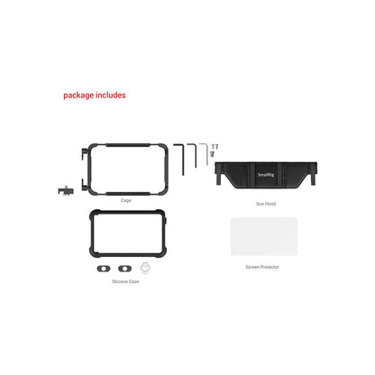 SmallRig On-Camera Monitor Cage Kit with HDMI Cable Clamp, Sun Hood, Silicon Case and Screen Protector for Atomos Ninja V/Ninja V+ | 3788