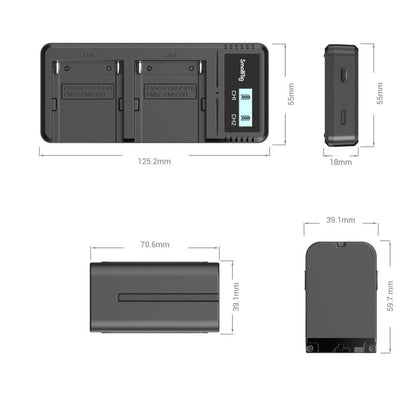 SmallRig NP-F970 Rechargeable Preplacement Battery (2-Pack) 7.2V 7800mAh with 5V 9V USB Type C Dual Battery Charger Kit for Sony HXR-NX5R, HXR-NX100, HXR-MC1500C, HXR-MC2500, HDR-FX1000E, HDR-AX2000E Video Cameras, Studio Equipment | 3823