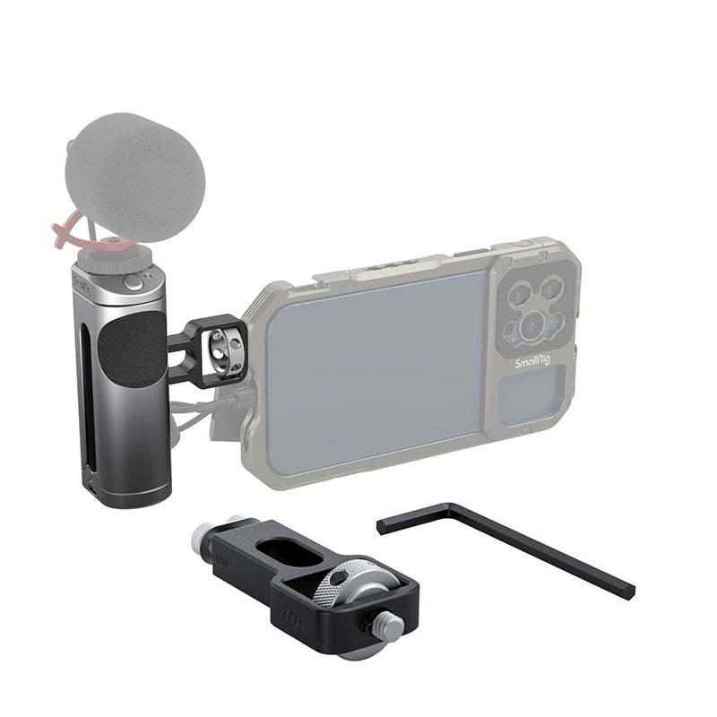 SmallRig Smartphone Side Handle with Built-In Wireless Shutter Remote, Flexible Up/Down Adjustment, 1/4"-20 Case or Cage Connection and Top Cold Shoe Mount for Professional Shooting | 3838