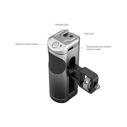 [CLEARANCE] SmallRig Smartphone Side Handle with Built-In Wireless Shutter Remote, Flexible Up/Down Adjustment, 1/4"-20 Case or Cage Connection and Top Cold Shoe Mount for Professional Shooting | 3838