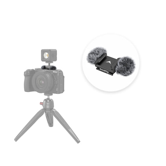 SmallRig Fuzzy Windbuster Top and Bottom Cold Shoe Mount with Built-In Faux Fur Cushions and Separate Mini LED Light Support for Nikon Z30 Mirrorless Camera 3859