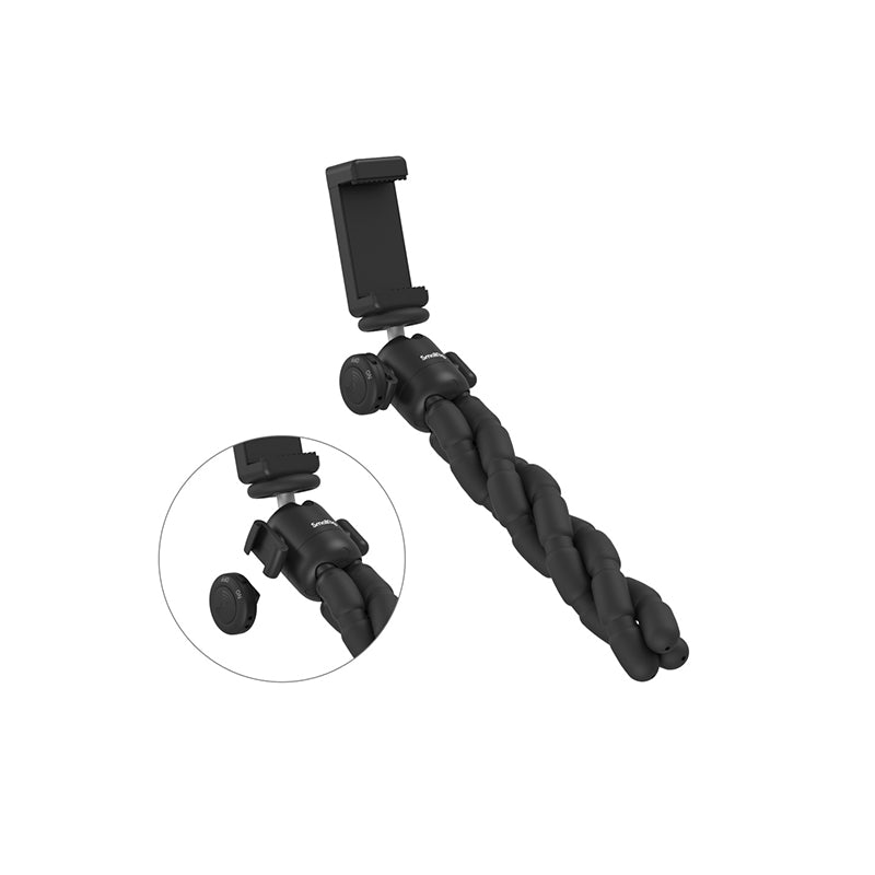SmallRig VK-29 Flexible Vlog Octopus Tripod with Ball Head and Wireless Remote Shutter, Built-In Cold Shoe, One-Touch Connection, 2Kg Load Capacity and 1/4"-20 Mount for Smartphones (Black) | 3905