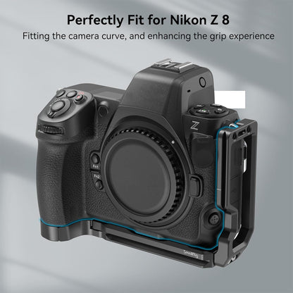 SmallRig Aluminum Extendable Camera L-Bracket for Nikon Z8 with Arca-Swiss Type Quick Release Plate, Slotted Side Port Access, 1/4"-20 & 3/8"-16 Threaded Hole, Quick Disconnect Socket | 3942