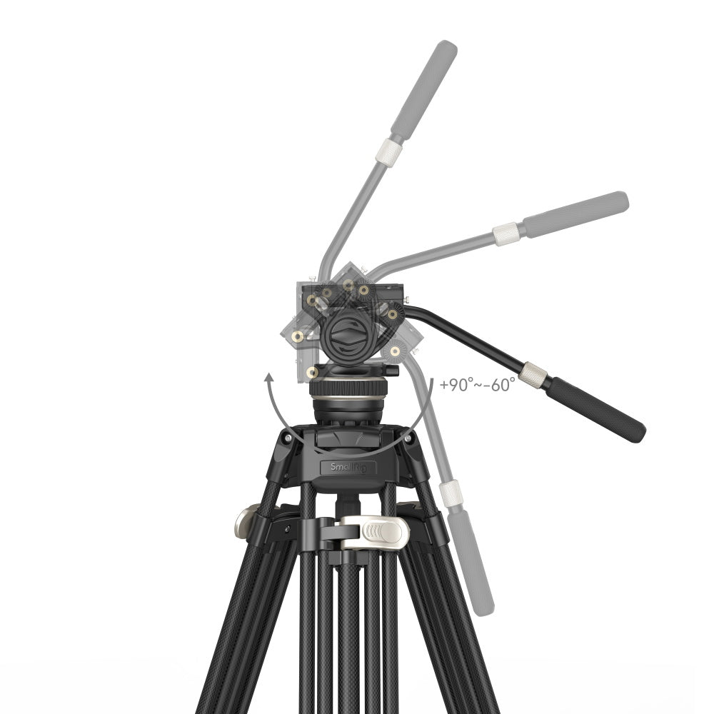 SmallRig FreeBlazer AD-100 Heavy-Duty Carbon Fiber Professional Tripod Kit with DH10 Fluid Video Head, 360° 90°/-60° Pan & Tilt Control, Manfrotto and DJU RS Quick Release Plates, 197cm Max Adjustable Height, 10kg Max Load Capacity | 3989