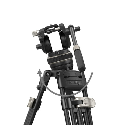 SmallRig FreeBlazer AD-100 Heavy-Duty Carbon Fiber Professional Tripod Kit with DH10 Fluid Video Head, 360° 90°/-60° Pan & Tilt Control, Manfrotto and DJI RS Quick Release Plates, 197cm Max Adjustable Height, 10kg Max Load Capacity | 3989