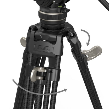 SmallRig FreeBlazer AD-100 Heavy-Duty Carbon Fiber Professional Tripod Kit with DH10 Fluid Video Head, 360° 90°/-60° Pan & Tilt Control, Manfrotto and DJI RS Quick Release Plates, 197cm Max Adjustable Height, 10kg Max Load Capacity | 3989