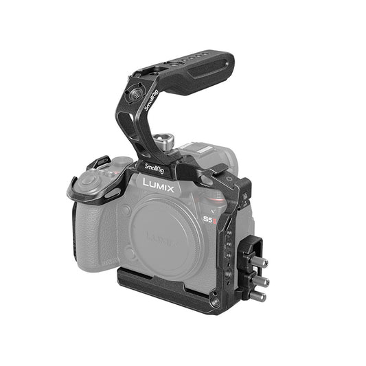 SmallRig Black Mamba Series Camera Cage with Top Handle Kit Arca-Type QR Quick Release Plate, Anti-Twist Locks, 1/4"-20 and 3/8"-16 Threads, NATO Rail & Shoe Mount for Panasonic Lumix S5 II / S5 IIX 4024