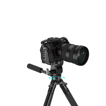 SmallRig Compact Video Tripod Head with Arca-Swiss Type Quick Release Plate, Telescopic Handle, One-Click Switch Horizontal to Vertical Shooting, One-Click Switch Horizontal to Vertical Shooting, Smooth 360° Panning & 180° Tilting | 4104