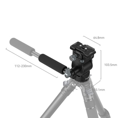 SmallRig Compact Video Tripod Head with Arca-Swiss Type Quick Release Plate, Telescopic Handle, One-Click Switch Horizontal to Vertical Shooting, One-Click Switch Horizontal to Vertical Shooting, Smooth 360° Panning & 180° Tilting | 4104