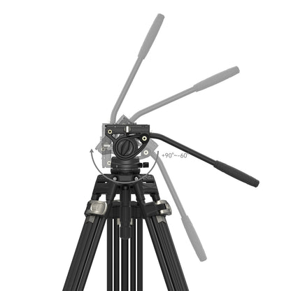 [CLEARANCE] SmallRig FreeBlazer AD-80 Heavy-Duty Aluminum Professional Tripod Kit with DH10 Fluid Video Head, 360° 90°/-65° Pan & Tilt Control, Manfrotto and DJU RS Quick Release Plates, 191cm Max Adjustable Height, 8kg Max Load Capacity | 4163