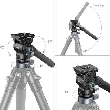 SmallRig Fluid Video Head Mount Plate with Leveling Base with Smooth Pan and Tilt Movements, 4Kg Max Payload and Built-In Wrench for Videography and Studio Equipment 4170