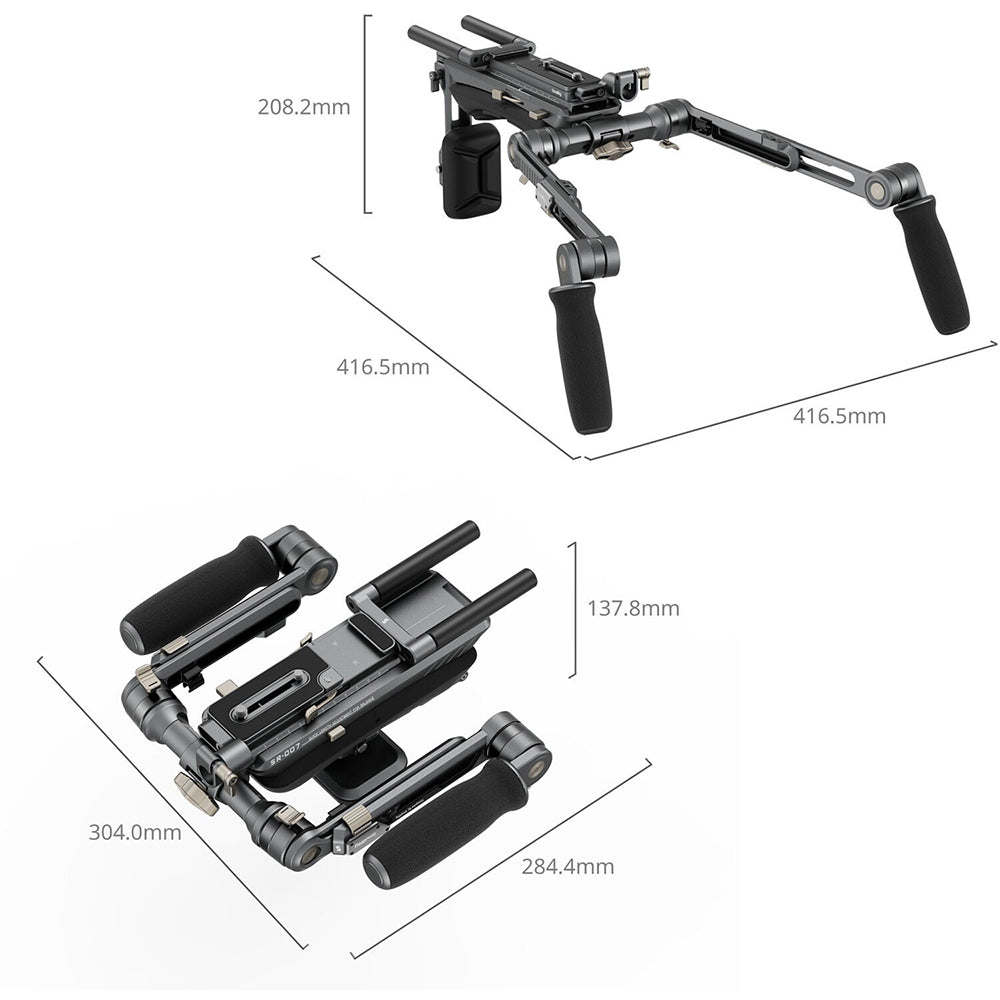 SmallRig HawkLock SR007 Pro Shoulder Rig with 2-in-1 Arca-Swiss / Manfrotto Plate, 360° Ergonomic Rotation Design, One-Touch Quick Adjustment, 1/4"-20 Thread Holes for Filmmaking, Professional Videography & Content Creation | 4181