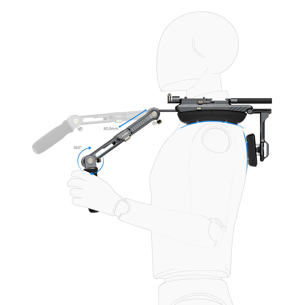 SmallRig HawkLock SR007 Pro Shoulder Rig with 2-in-1 Arca-Swiss / Manfrotto Plate, 360° Ergonomic Rotation Design, One-Touch Quick Adjustment, 1/4"-20 Thread Holes for Filmmaking, Professional Videography & Content Creation | 4181