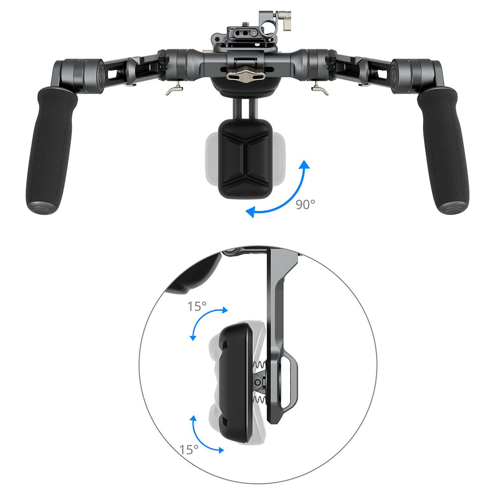 SmallRig HawkLock SR007 Pro Shoulder Rig with 2-in-1 Arca-Swiss / Manfrotto Plate, 360° Ergonomic Rotation Design, One-Touch Quick Adjustment, 1/4"-20 Thread Holes for Filmmaking, Professional Videography & Content Creation | 4181
