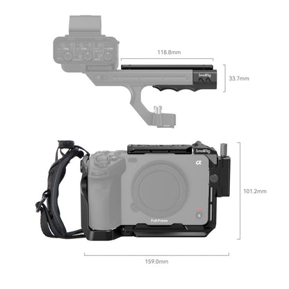 SmallRig Full Camera Cage for Sony FX30 / FX3 with XLR Extension Handle, Detachable TO Rail, HDMI Cable Clamp, Arca-Type Quick Release Base Plate, Cold Shoe Mount, ARRI, 1/4"-20 and 3/8"-16 Holes for Attachments and Accessories