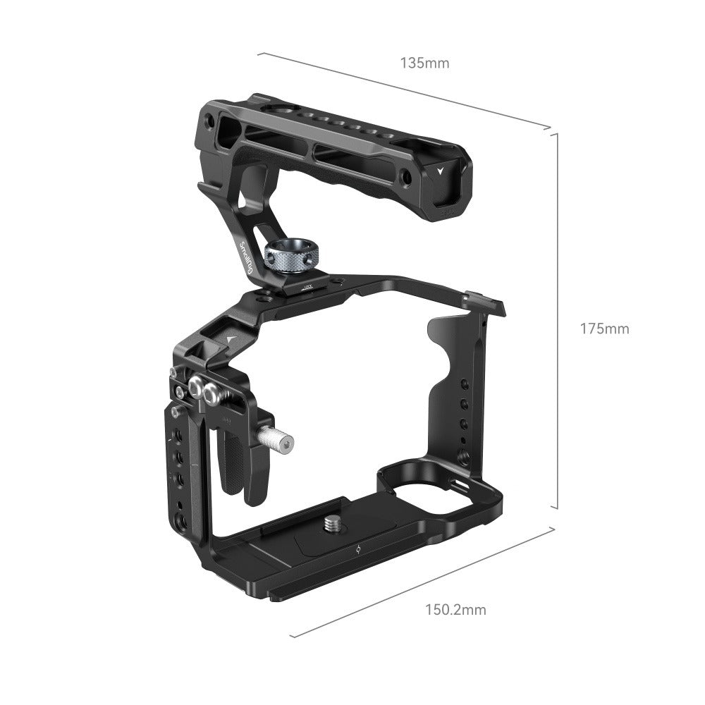 SmallRig Aluminum Full Camera Cage Kit for Sony a7 III & a7R III Full-Frame Mirrorless Cameras with Top Handle, HDMI Cable Clamp, 1/4"-20 Threaded Holes, ARRI 3/8" -16 Locating Holes, Cold Shoe Mount, NATO Rail, QD Socket Support | 4198
