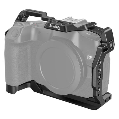 SmallRig Aluminum Formfitting Full Camera Cage for Canon EOS R8 with Arca-Swiss Type Quick Release Plate, 1/4"-20 Threaded Holes, ARRI 3/8" -16 Locating Holes, Cold Shoe Mount, NATO Rail, Strap Hole, and QD Socket Support | 4212