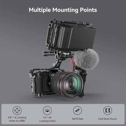 SmallRig Aluminum Formfitting Full Camera Cage for Canon EOS R8 with Arca-Swiss Type Quick Release Plate, 1/4"-20 Threaded Holes, ARRI 3/8" -16 Locating Holes, Cold Shoe Mount, NATO Rail, Strap Hole, and QD Socket Support | 4212