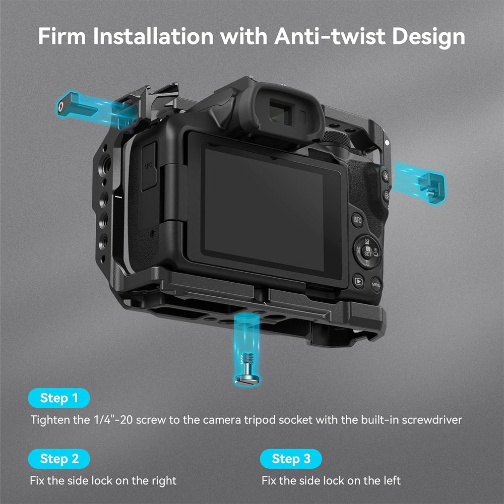 SmallRig Aluminum Formfitting Full Camera Cage for Canon EOS R50 with Arca-Swiss Type Quick Release Plate, 1/4"-20 Threaded Holes, ARRI 3/8" -16 Locating Holes, Cold Shoe Mount, NATO Rail, Strap Hole, and QD Socket Support | 4214