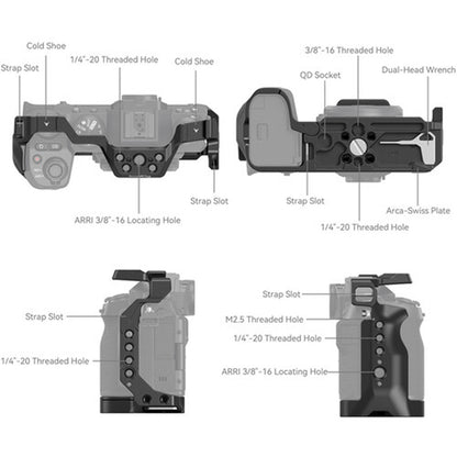 SmallRig Full Camera Cage Kit for Fujifilm X-S20 Mirrorless Camera with Arca-Type Baseplate, 1/4"-20 and 3/8" Threads, QD and Cold Shoe Mounts, Strap Slots with Screw and Side Locks | 4230