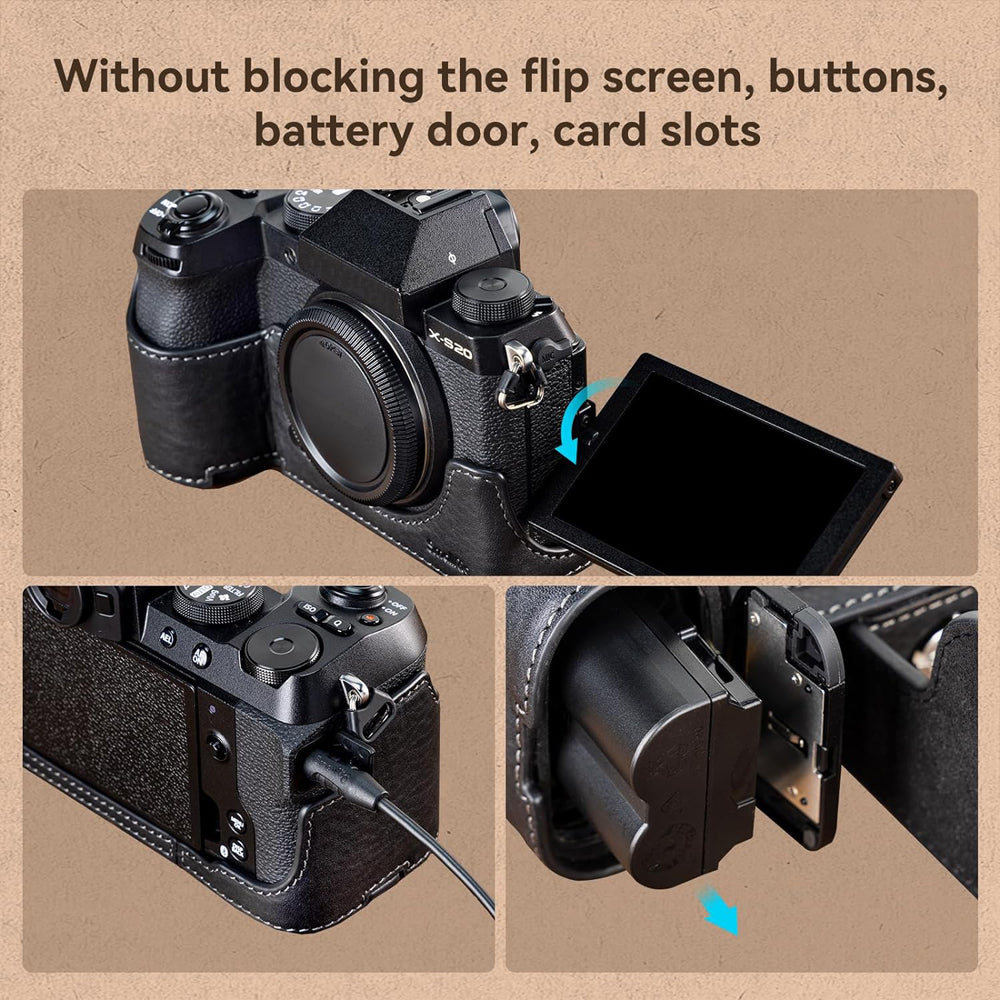 SmallRig Leather Case for Fujifilm X-S20 with 1/4"-20 Threads, Tripod Attachment, Open / Close Design for Battery Compartment | 4232