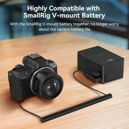 SmallRig Right-Angle Male D-Tap to Canon LP-E6NH Dummy Battery 6.6' Coiled Power Cable with 7-8.4V Output & Upgraded Chip for Full Decoding | 4252