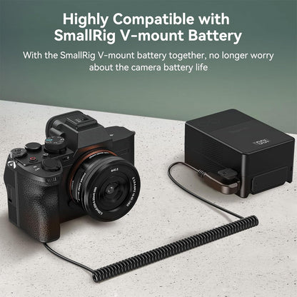 SmallRig Right-Angle Male D-Tap to NP-FZ100 Dummy Battery 6.6' Coiled Power Cable with 8-8.4V Output & Upgraded Chip for Full Decoding | 4253B
