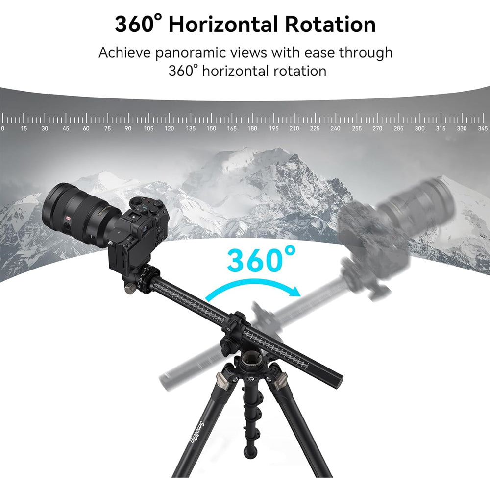 SmallRig CT200 Lateral Center Column Camera Tripod with Smartphone Holder, Arca-Type Quick Release Ball Head, 4-Section Legs, Monopod Function, 10kg Load Capacity, and 185cm Maximum Height | 4288