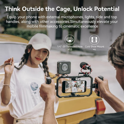SmallRig Quick Release Universal Phone Cage for 2.5 to 3.4" Wide iPhone & Android Smartphone with 4x Cold Shoe Mounts & 12x 1/4"-20 Threaded Holes | 4299