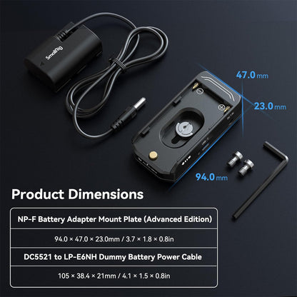 [CLEARANCE] SmallRig L-Series / NP-F Battery Adapter Plate with LP-E6H Battery Kit (Advanced Edition) with 36W USB-C Input / Output Port, LED Status Indicators and Cage with 1/4"-20 Screw for Select Canon and Blackmagic Pocket Cinema Camera | 4340
