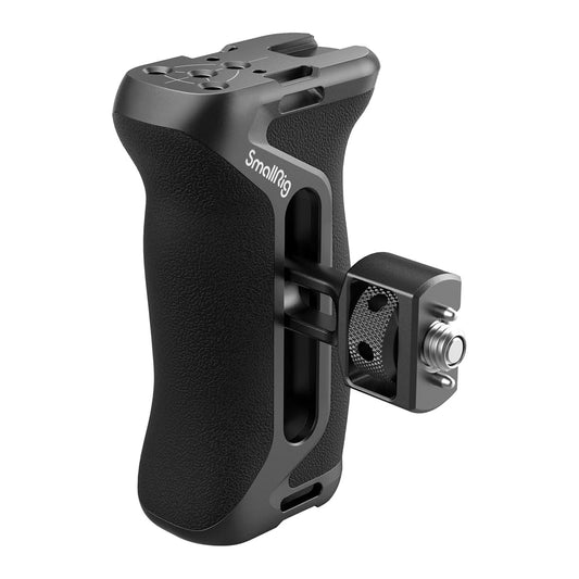SmallRig Right-or-Left Side Handle Grip for Camera Cage with ARRI 3/8"-16 & 1/4"-20 Locating Screws, 15kg Payload Capcity, Cold Shoe Mounts, Wrist Strap Slot, 1.4" Vertical Adjustment | 4346