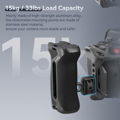 SmallRig Right-or-Left Side Handle Grip for Camera Cage with ARRI 3/8"-16 & 1/4"-20 Locating Screws, 15kg Payload Capcity, Cold Shoe Mounts, Wrist Strap Slot, 1.4" Vertical Adjustment | 4346
