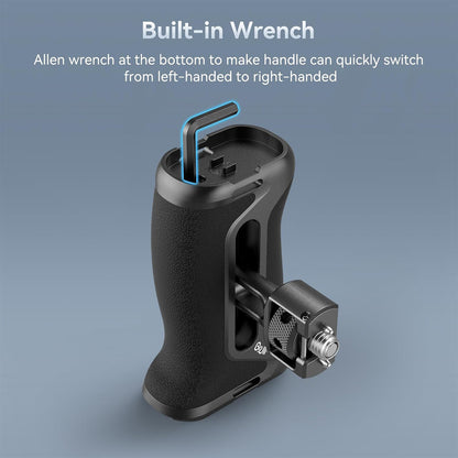 SmallRig Right-or-Left Side Handle Grip for Camera Cage with ARRI 3/8"-16 & 1/4"-20 Locating Screws, 15kg Payload Capcity, Cold Shoe Mounts, Wrist Strap Slot, 1.4" Vertical Adjustment | 4346