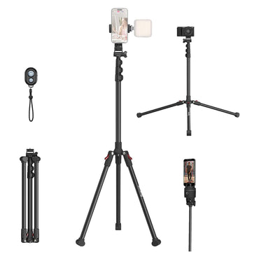 SmallRig PT-30 4 Section Reverse Folding Livestreaming Aluminum Tripod Kit with 180 Degree Video Head, Max 67" Working Height, 2Kg Load Capacity, 33ft Wireless Remote Range for Smartphones, Vlog Vlogging, Live Selling, Interviews