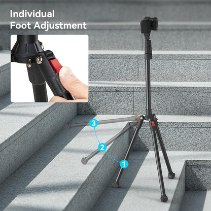 SmallRig PT-30 4 Section Reverse Folding Livestreaming Aluminum Tripod Kit with 180 Degree Video Head, Max 67" Working Height, 2Kg Load Capacity, 33ft Wireless Remote Range for Smartphones, Vlog Vlogging, Live Selling, Interviews