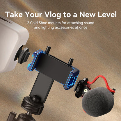 SmallRig VK-50 II (Advanced Version) Vlogging Tripod Smartphone Selfie Stick, Cardioid Microphone and Bi-Color Mini LED Video Light Kit Set, 3-Section 11.8" Max Height, 1.5kg Max Load Capacity and Cold Shoe Mounts for Vlog, Live Selling