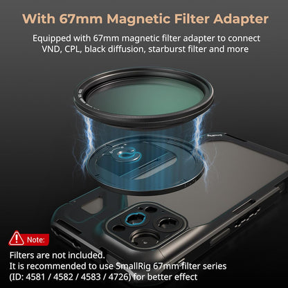 [CLEARANCE] SmallRig Mobile Phone Case Video Cage Kit for iPhone 15 Pro Max with Quick Release Horizontal / Vertical Dual Side Handles, Multiple Cold Shoe Mounts, Wireless Control, 1/4"-20 Attachment Threads, and M-Mount Lens Plate | 4392