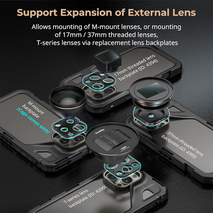 [CLEARANCE] SmallRig Mobile Phone Case Video Cage Kit for iPhone 15 Pro Max with Quick Release Horizontal / Vertical Dual Side Handles, Multiple Cold Shoe Mounts, Wireless Control, 1/4"-20 Attachment Threads, and M-Mount Lens Plate | 4392
