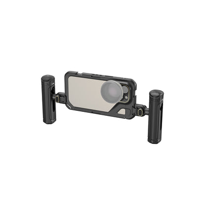 [CLEARANCE] SmallRig Mobile Phone Case Video Cage Kit for iPhone 15 Pro Max with Quick Release Horizontal / Vertical Dual Side Handles, Multiple Cold Shoe Mounts, Wireless Control, 1/4"-20 Attachment Threads, and M-Mount Lens Plate | 4392