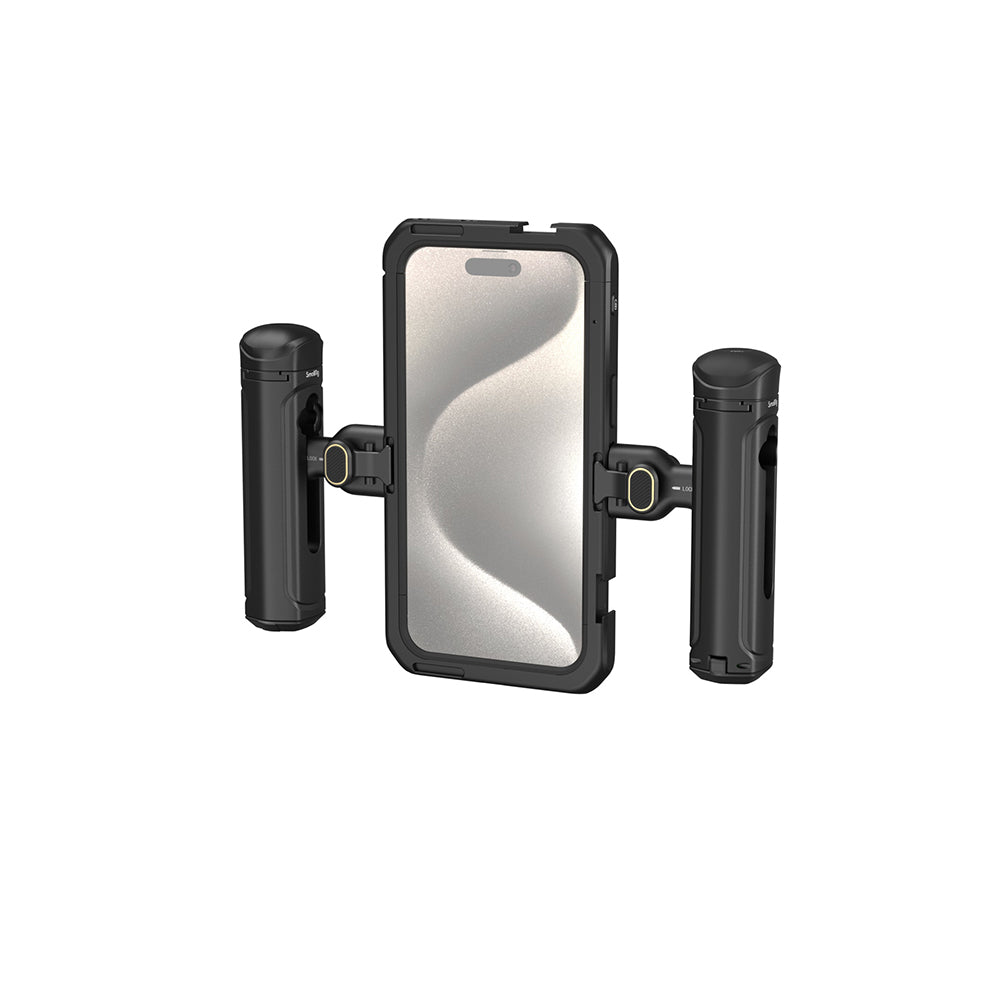 SmallRig Mobile Phone Case Video Cage Kit for iPhone 15 Pro Max with Quick Release Horizontal / Vertical Dual Side Handles, Multiple Cold Shoe Mounts, Wireless Control, 1/4"-20 Attachment Threads, and M-Mount Lens Plate | 4392