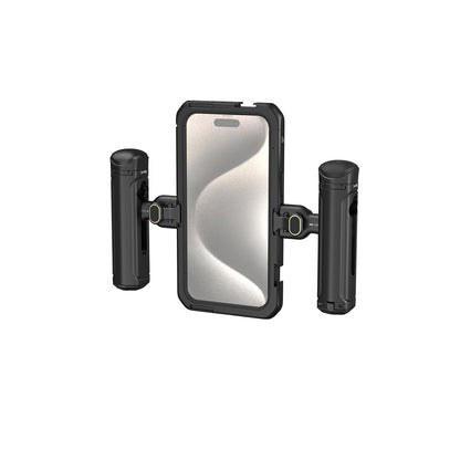 [CLEARANCE] SmallRig Mobile Phone Case Video Cage Kit for iPhone 15 Pro Max with Quick Release Horizontal / Vertical Dual Side Handles, Multiple Cold Shoe Mounts, Wireless Control, 1/4"-20 Attachment Threads, and M-Mount Lens Plate | 4392